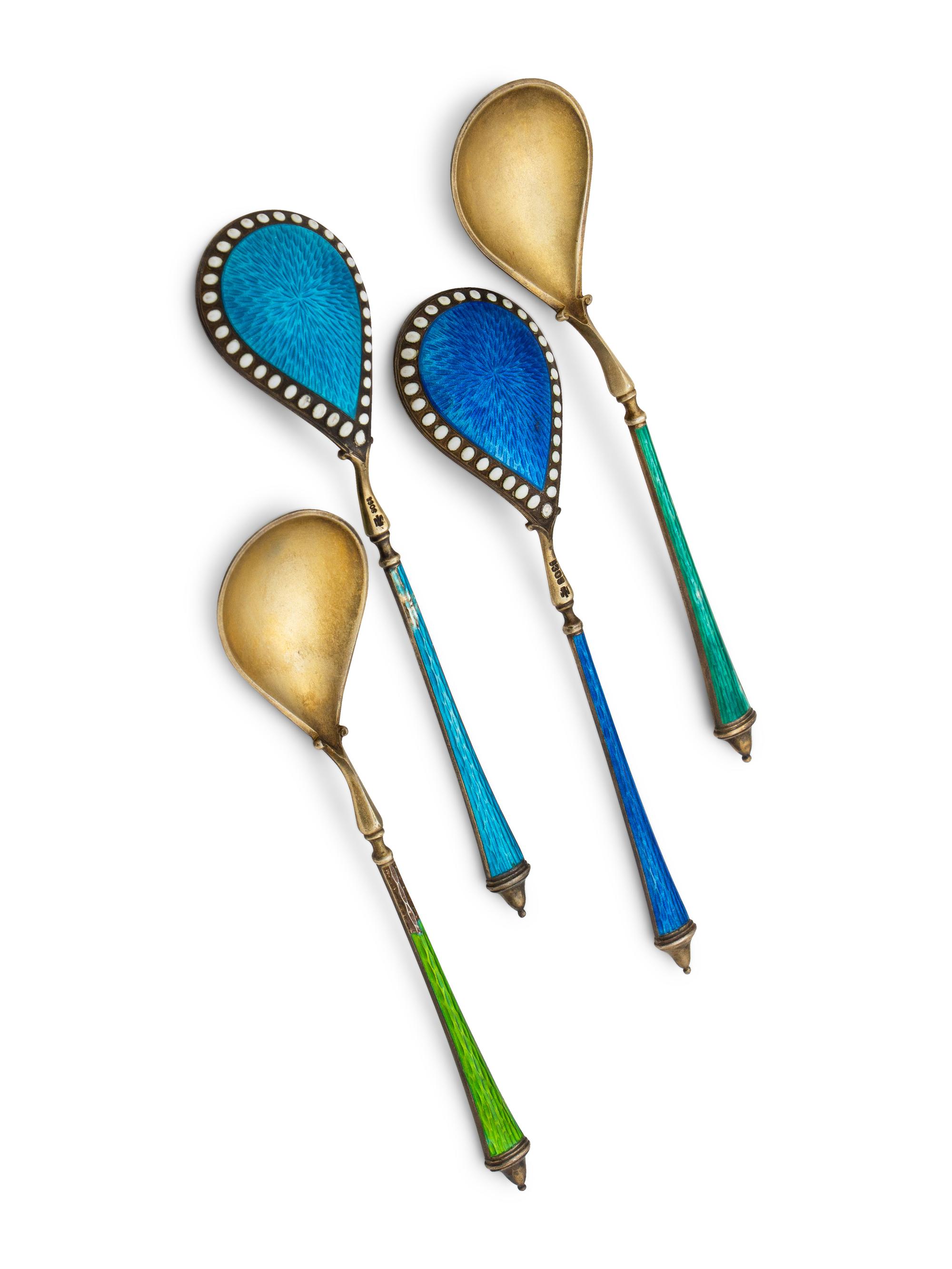 A Group of Continental Enameled Silver Objects