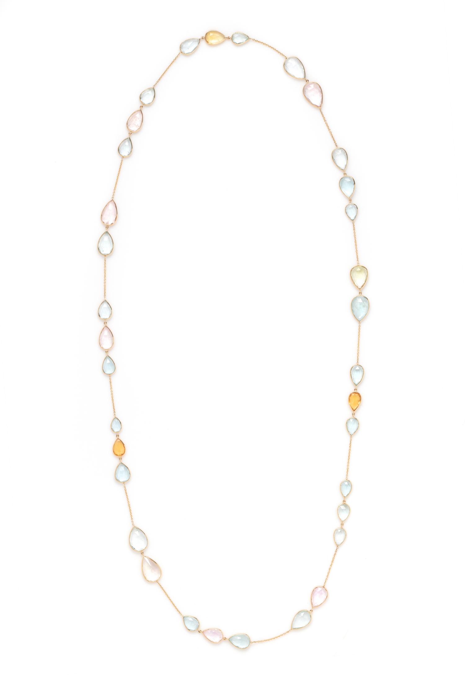 YELLOW GOLD AND MULTIGEM NECKLACE
