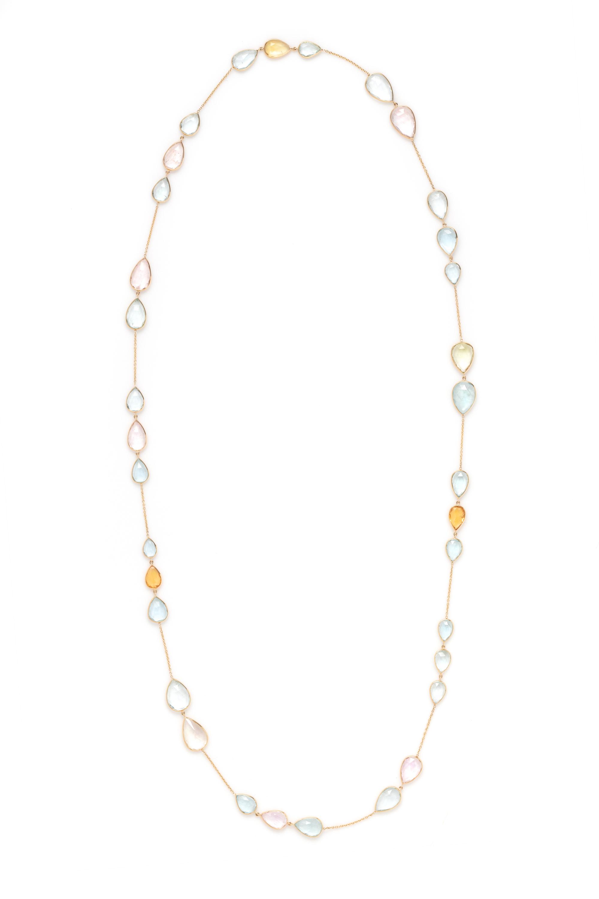 YELLOW GOLD AND MULTIGEM NECKLACE