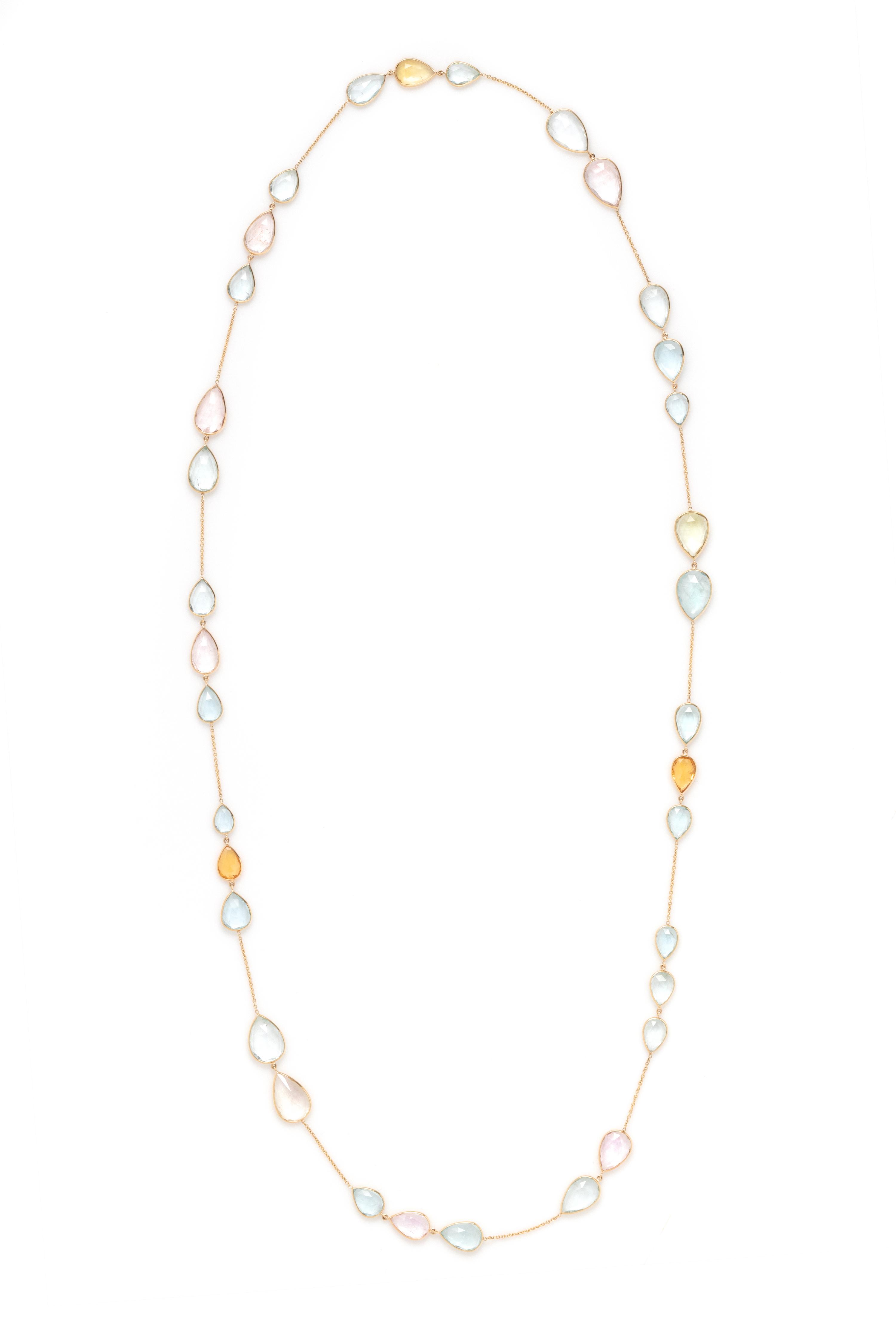 YELLOW GOLD AND MULTIGEM NECKLACE
