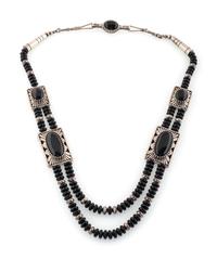 Multi-Strand Jet Necklace, with Sterling Silver Accents