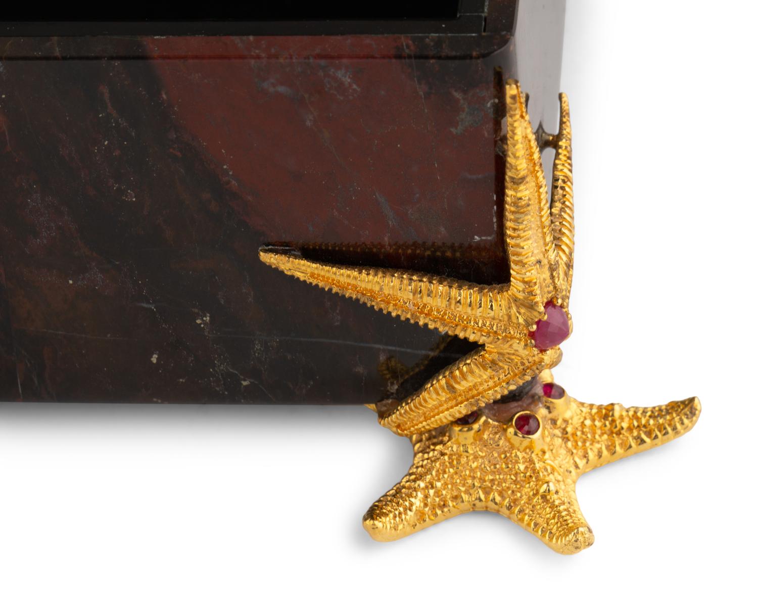 Silver and Ruby Mounted Marble Box