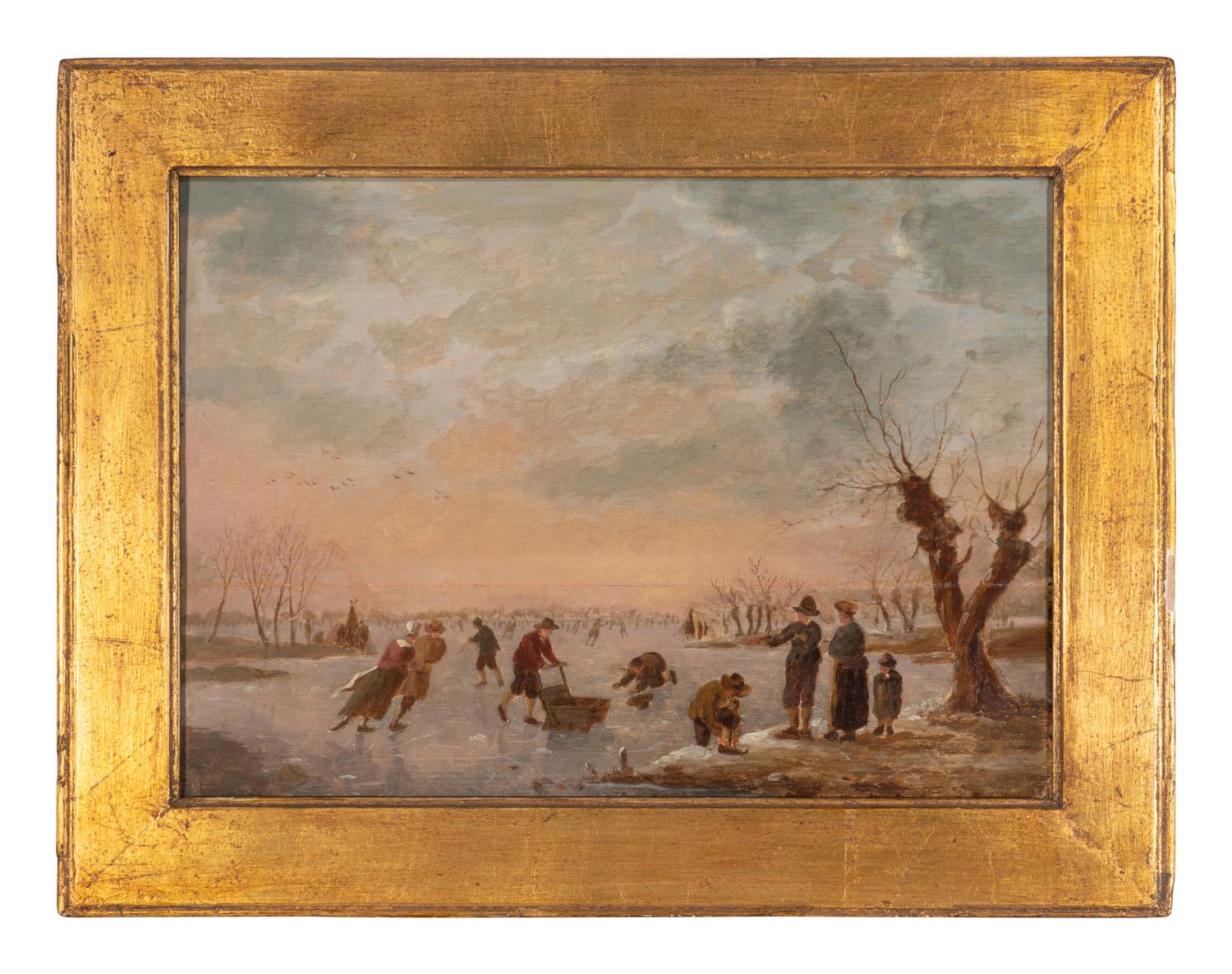 Ice Skaters on a Frozen River