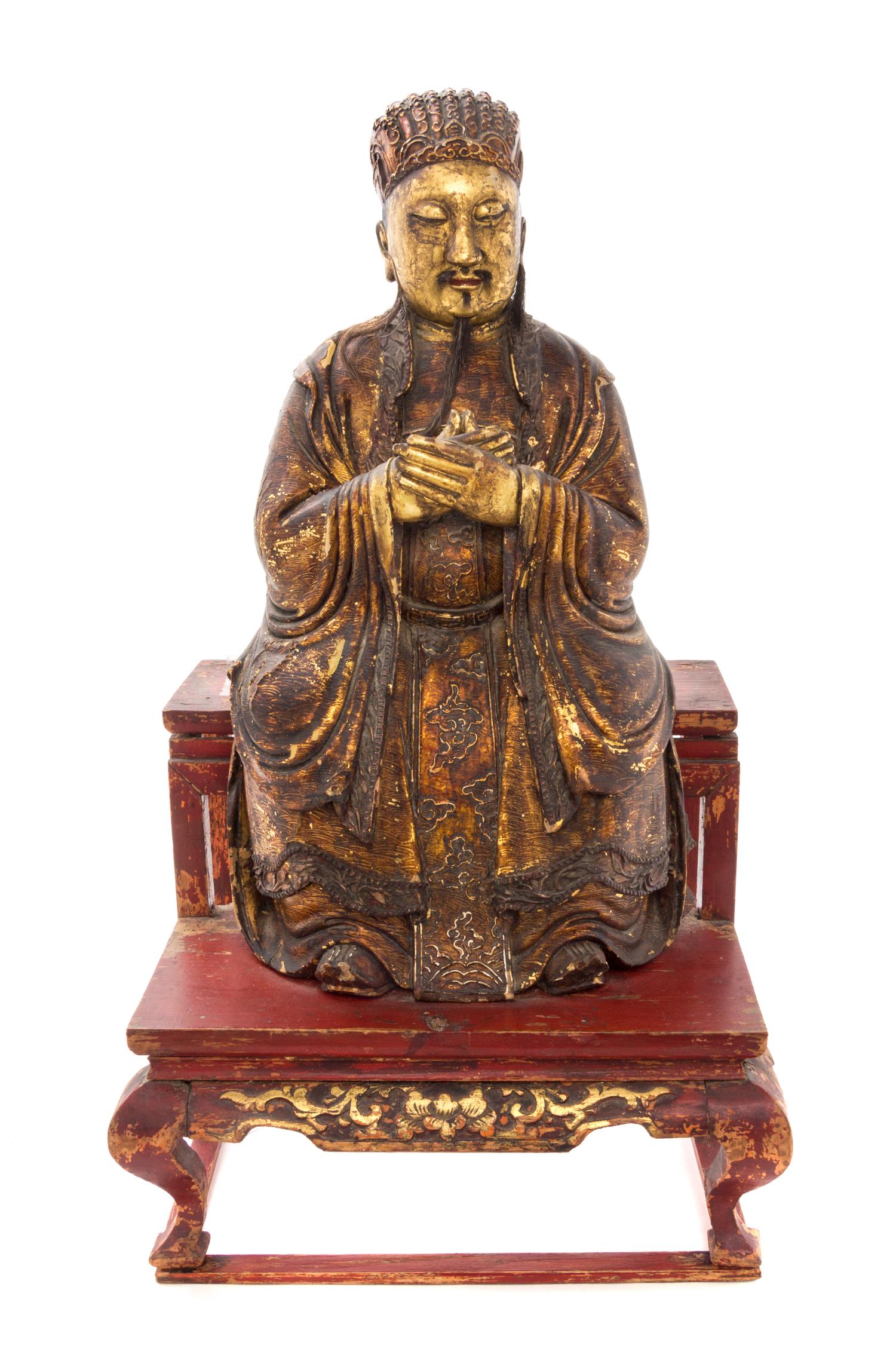 A Gilt Lacquered Wood Figure of a Daoist Immortal — 18TH/19TH CENTURY