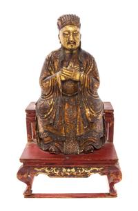 A Gilt Lacquered Wood Figure of a Daoist Immortal — 18TH/19TH CENTURY