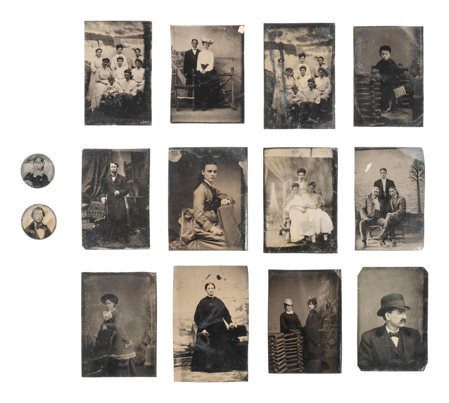 [EARLY PHOTOGRAPHY]. 45 daguerreotypes, ambrotypes, and tintypes of men, women, and children, some in Union cases.