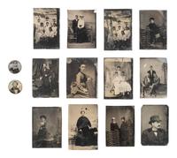 [EARLY PHOTOGRAPHY]. 45 daguerreotypes, ambrotypes, and tintypes of men, women, and children, some in Union cases.