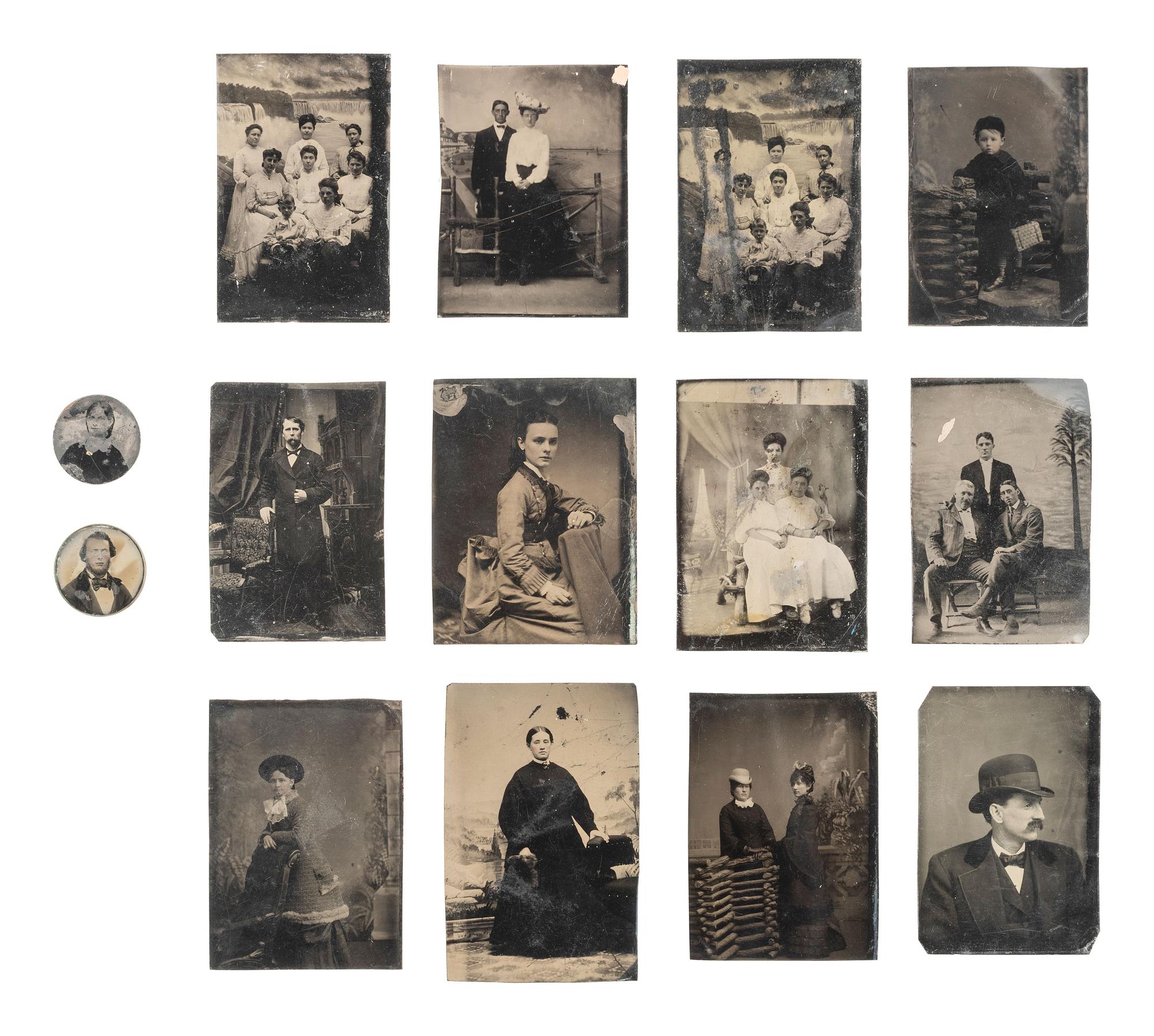 [EARLY PHOTOGRAPHY]. 45 daguerreotypes, ambrotypes, and tintypes of men, women, and children, some in Union cases.