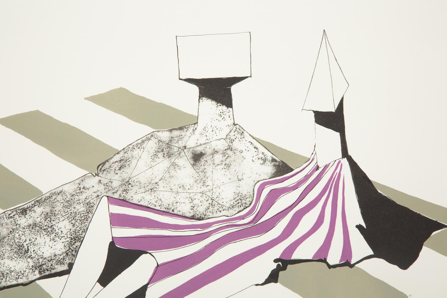 Two Seated Figures on Green Stripes , 1972