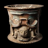A Maya Painted Terracotta Urn