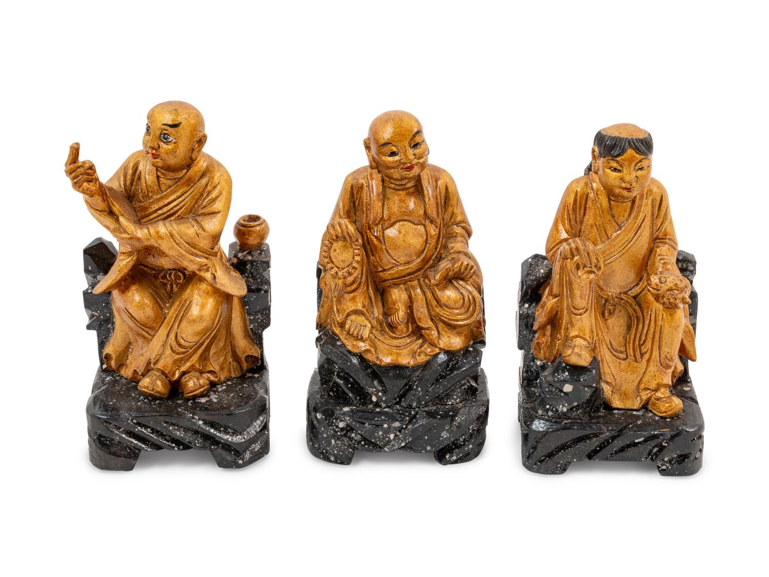 Eighteen Chinese Gilt Wood Figures of Luohans