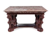A Carved Marble-Top Desk in the Manner of R.J. Horner