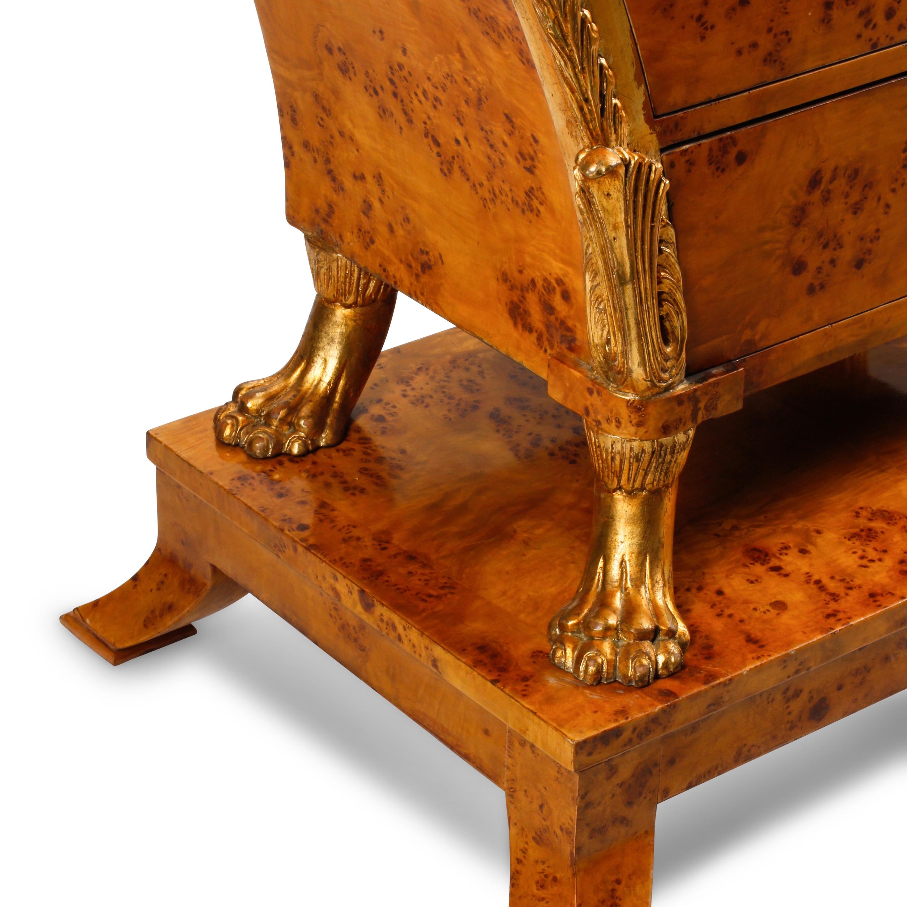 A Biedermeier Style Burlwood and Parcel Gilt Bureau Cabinet