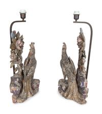 A Pair of Chinese Carved and Painted Wood Figures of Phoenixes — 19TH CENTURY