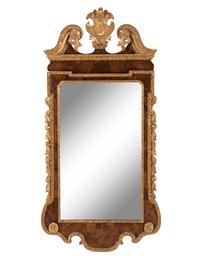 A George II Burl Walnut and Parcel Gilt Mirror