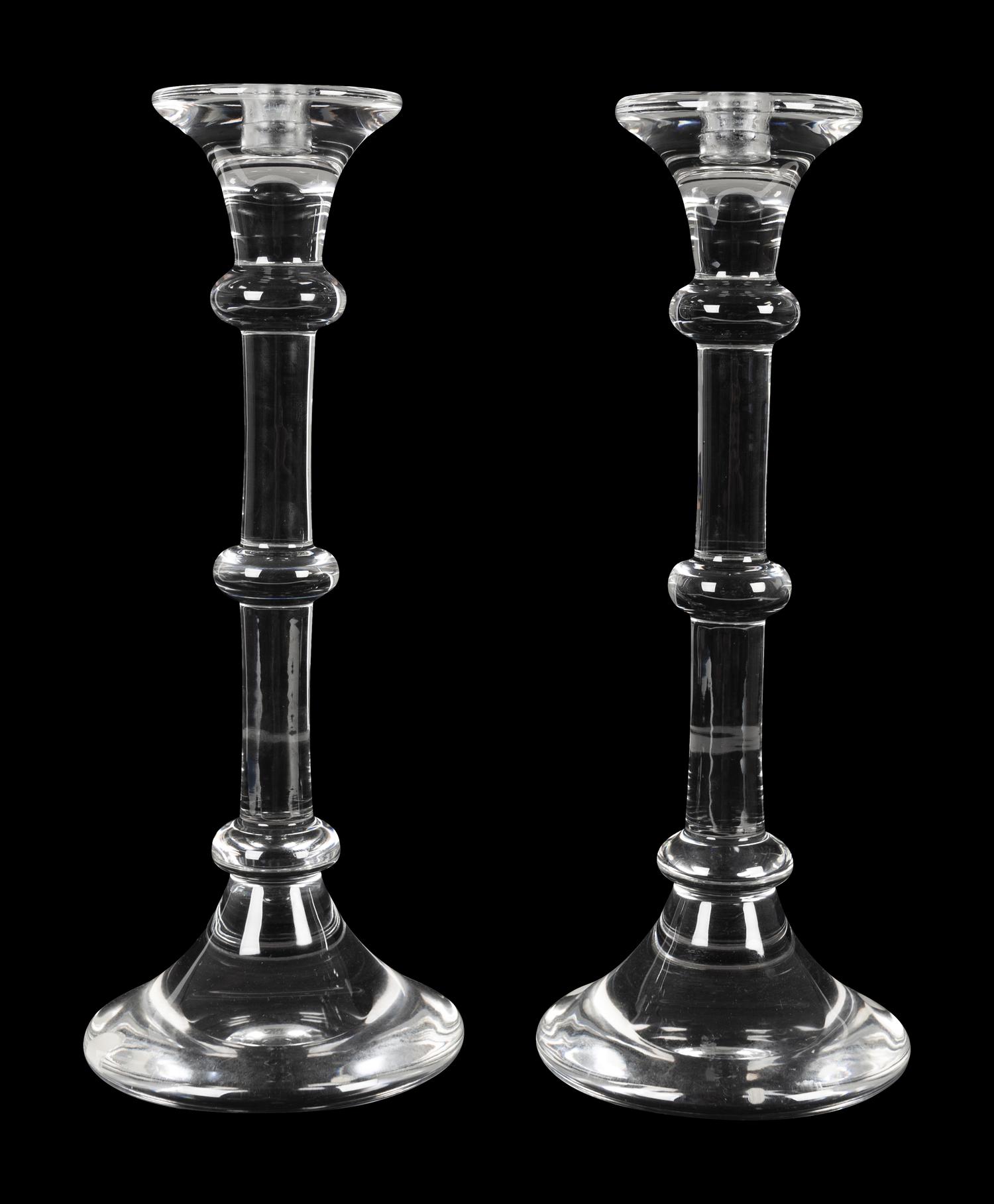 A Pair of Steuben Candlesticks — MID 20TH CENTURY
