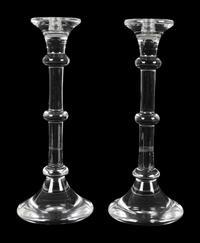 A Pair of Steuben Candlesticks — MID 20TH CENTURY