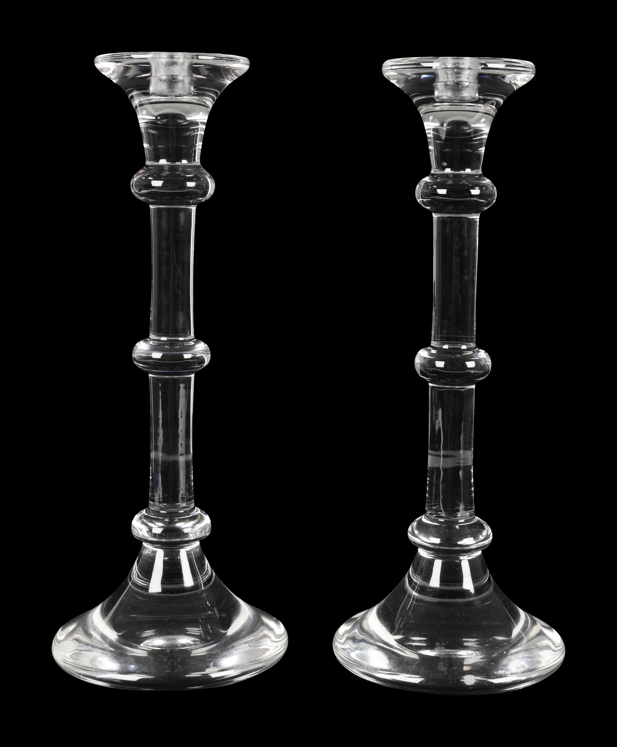 A Pair of Steuben Candlesticks — MID 20TH CENTURY