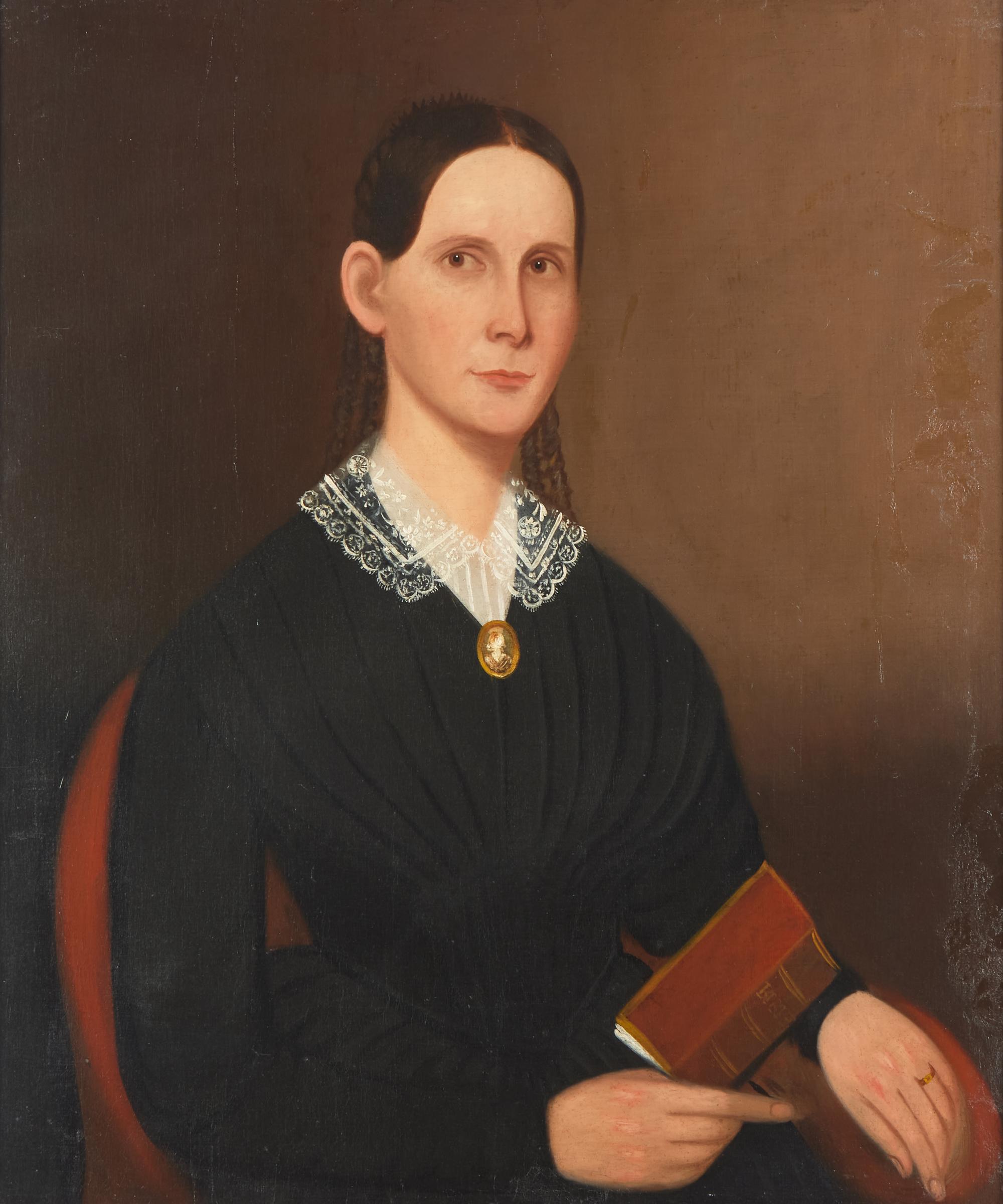American School 19th Century, A Pair of Portraits: Lady and Gentleman