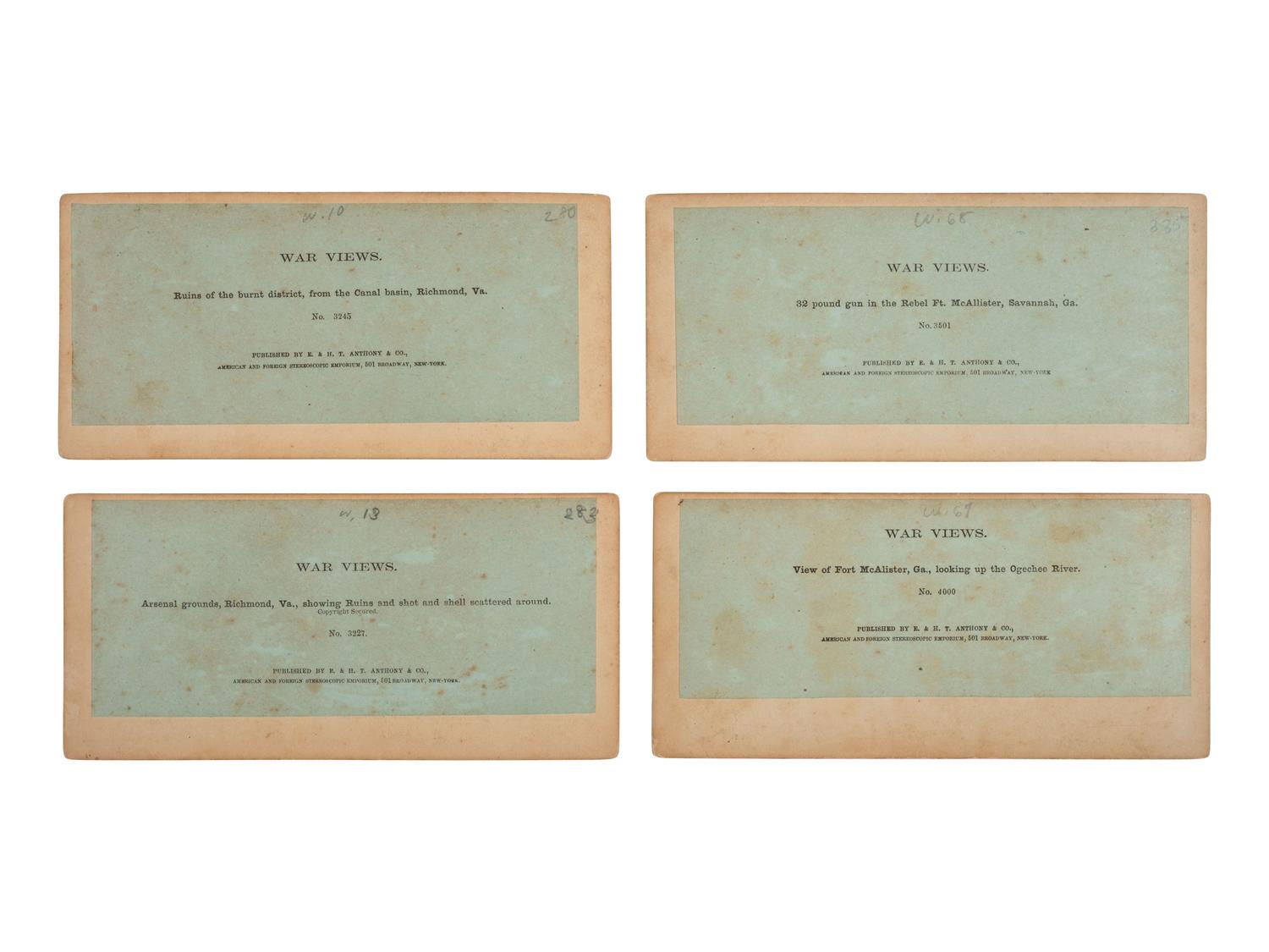 [CIVIL WAR]. 16 stereoviews featuring artillery and munitions. New York: E. & H. T. Anthony & Co.