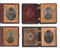 [CIVIL WAR]. A group of 4 ninth plate ambrotypes and tintypes of soldiers.