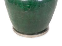 A Modern Dark Green Glazed Ceramic Oversize Table Lamp — 20TH CENTURY