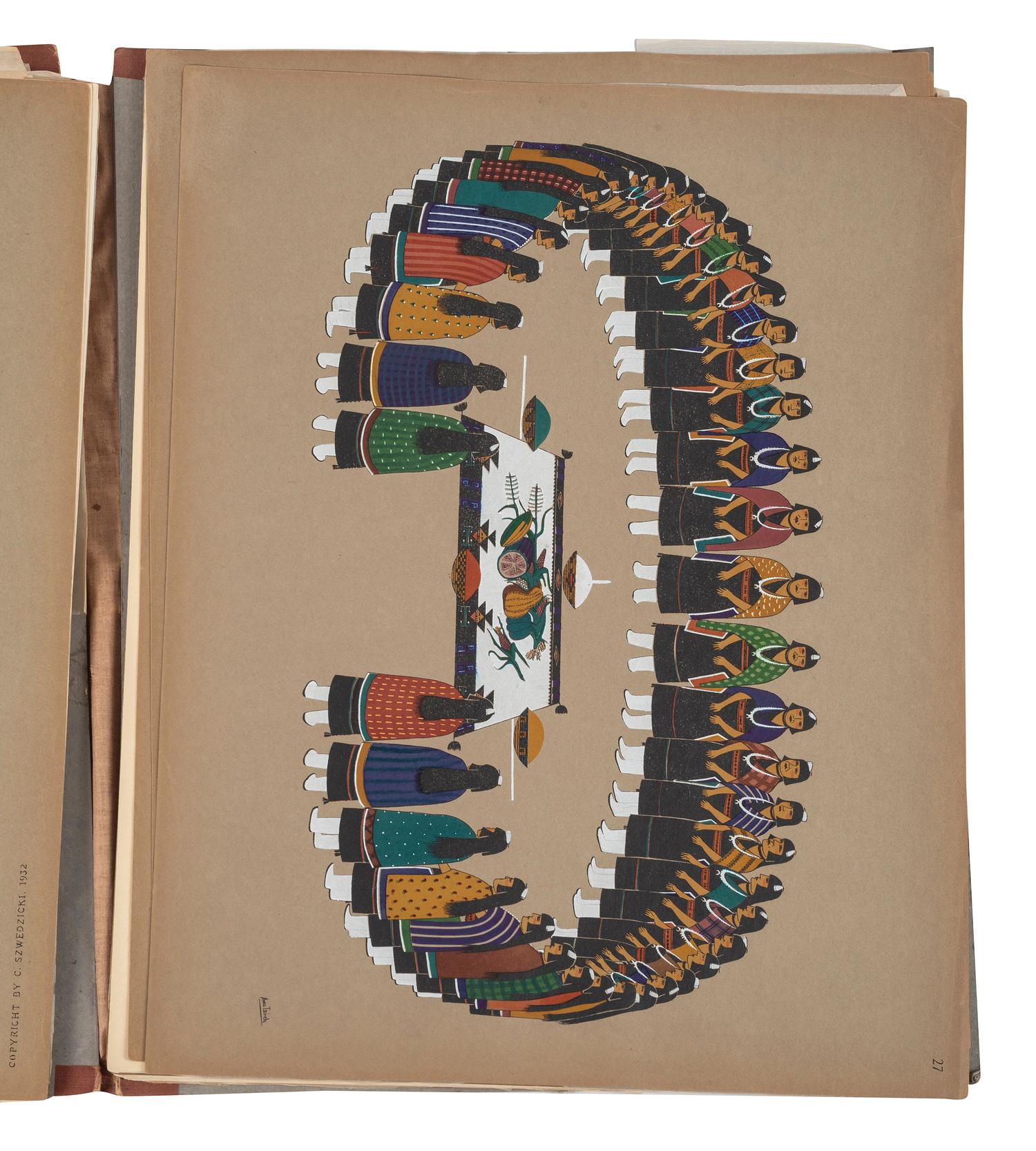 [SOUTHWEST] Pueblo Indian Painting. 50 Reproductions of Watercolor Paintings by Indian Artists of the New Mexican Pueblos of San Ildefonso and Sia