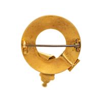 Antique, Yellow Gold, Enamel, and Half Pearl Brooch