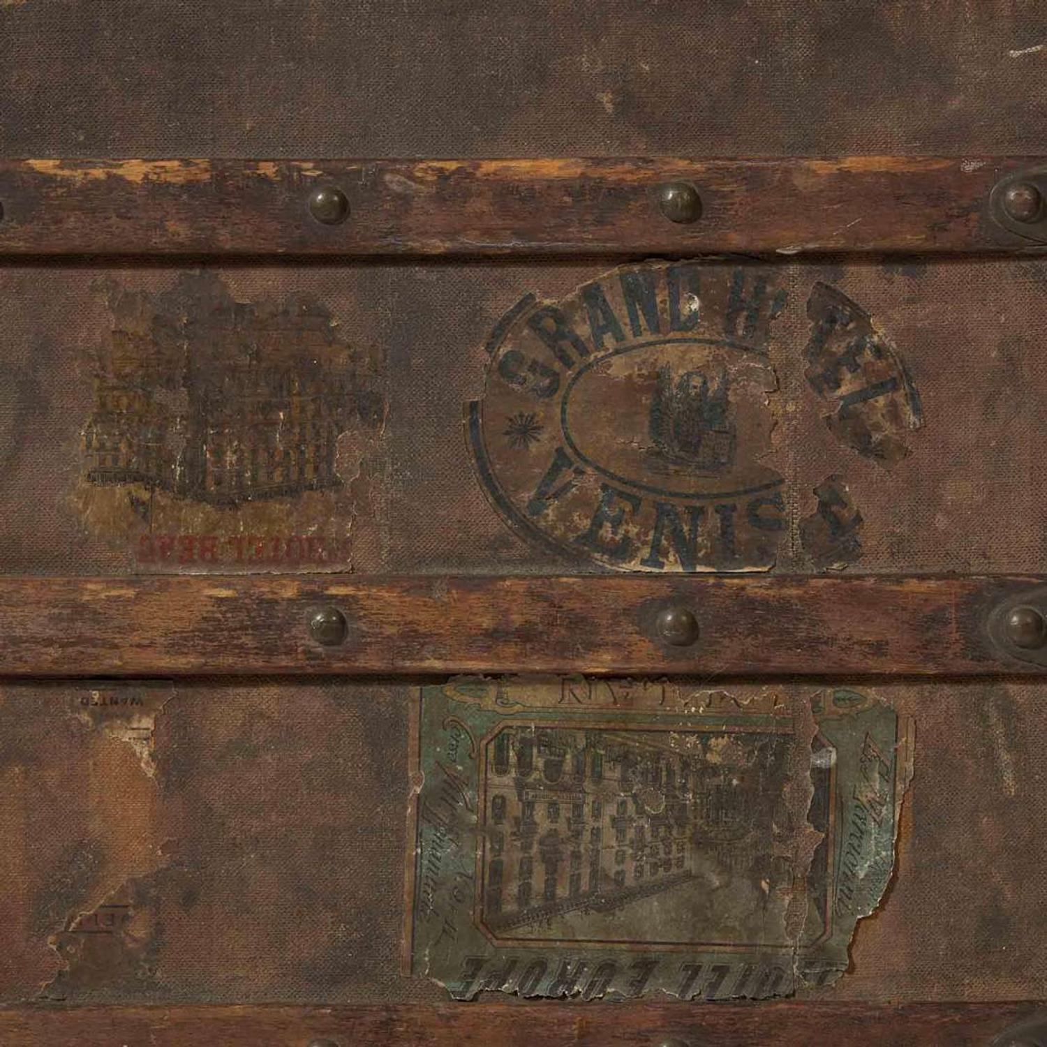 A Louis Vuitton Rayée Canvas Steamer Trunk Circa 1880