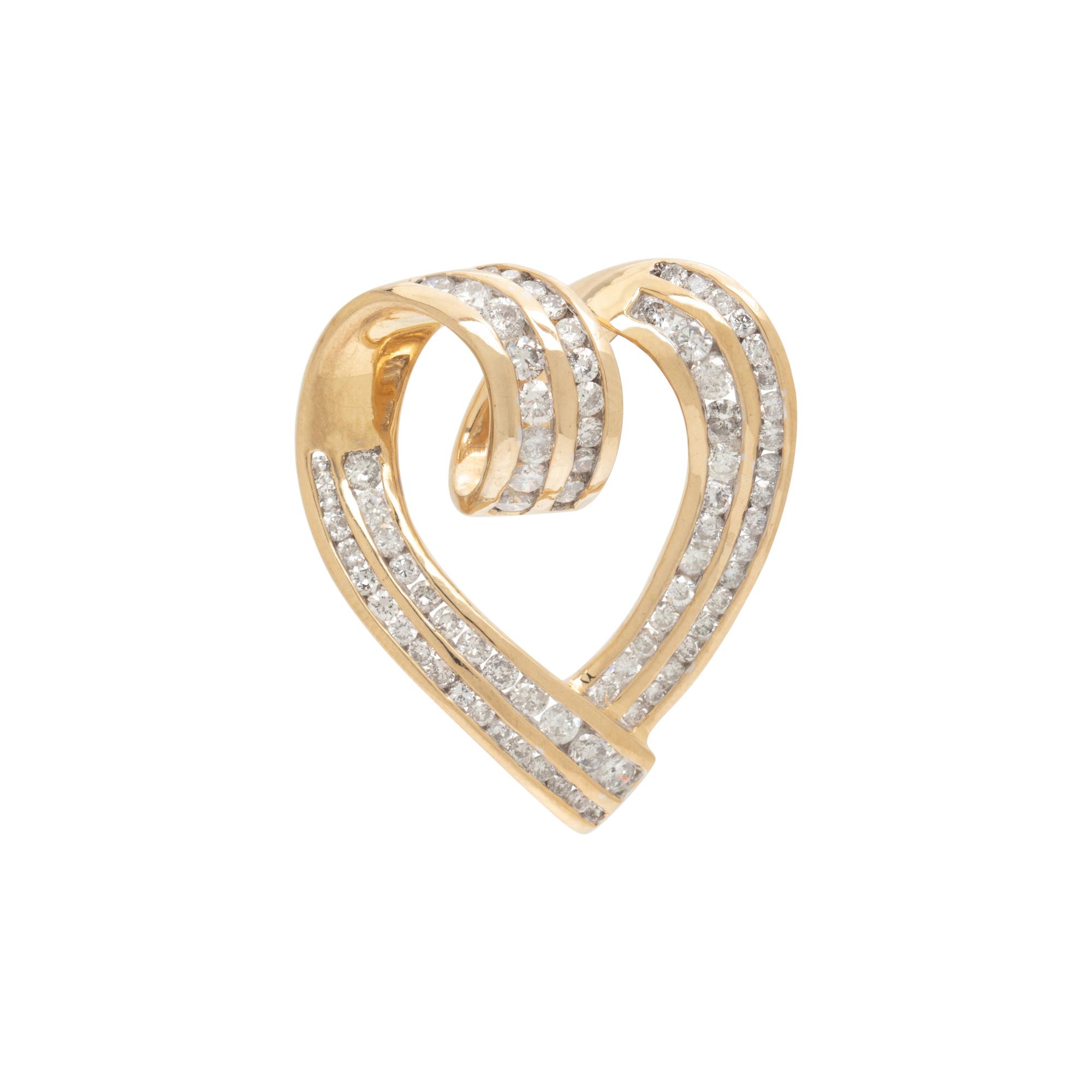 YELLOW GOLD AND DIAMOND HEART SLIDE PENDANT
