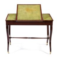 A Regency Inlaid Mahogany Writing Table Height 29 x width 36 1/4 x depth 22 inches. — CIRCA 1820