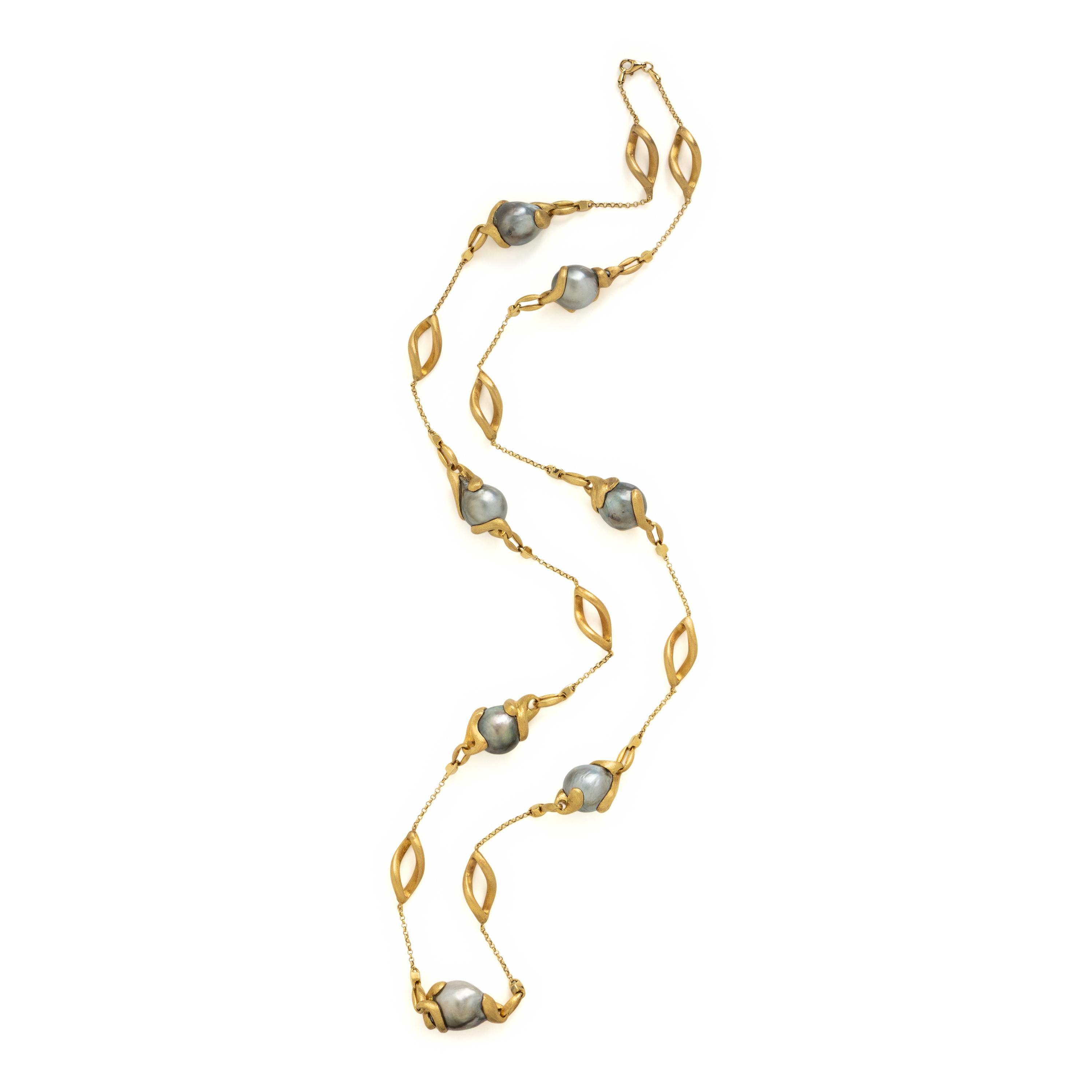 Yvel, Cultured Pearl and Yellow Gold Station Necklace