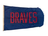 An Atlanta Braves Flag Once Flown on Wrigley Field Scoreboard Collected by Former Chicago Cubs Wrigley Field Head Scorekeeper