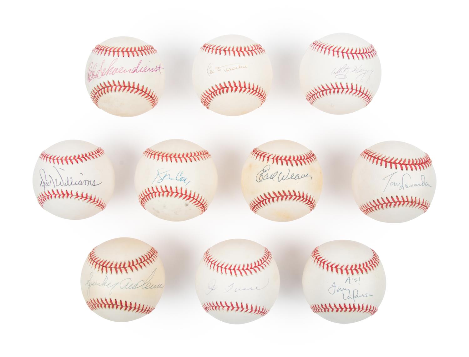 A Collection of 10 Hall of Fame Manager Signed Autograph Baseballs (JSA)