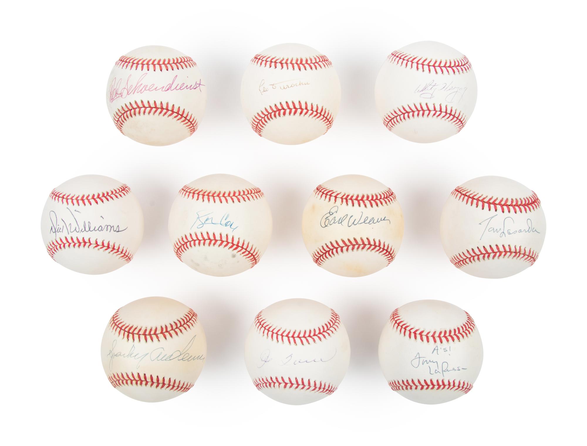 A Collection of 10 Hall of Fame Manager Signed Autograph Baseballs (JSA)