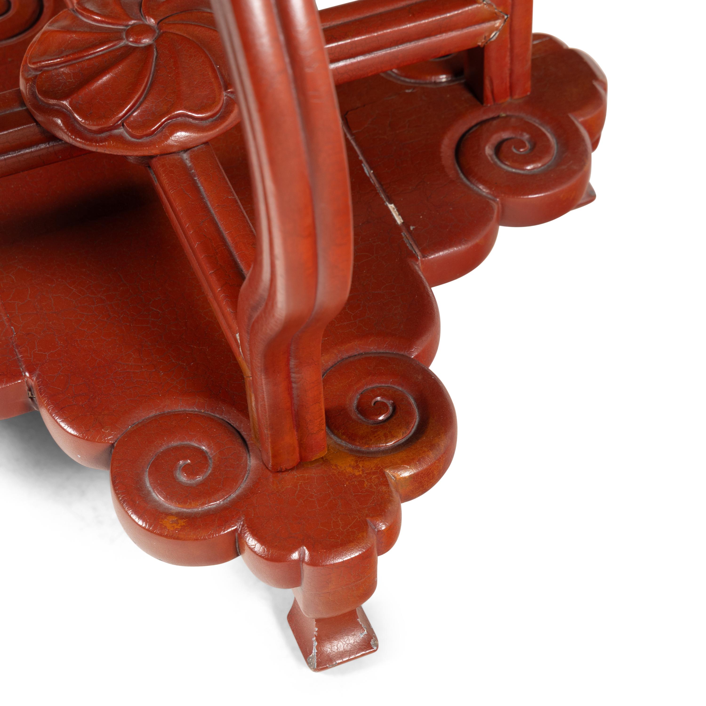 A Chinese Export Red Lacquer Side Table