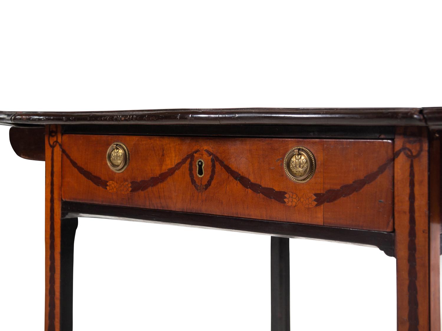 A George III Mahogany and Marquetry Pembroke Table in the Manner of Ince and Mayhew