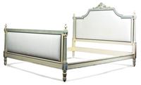 A Louis XVI Style Painted and Upholstered Bed Height 52 x width 80 inches. — 20TH CENTURY