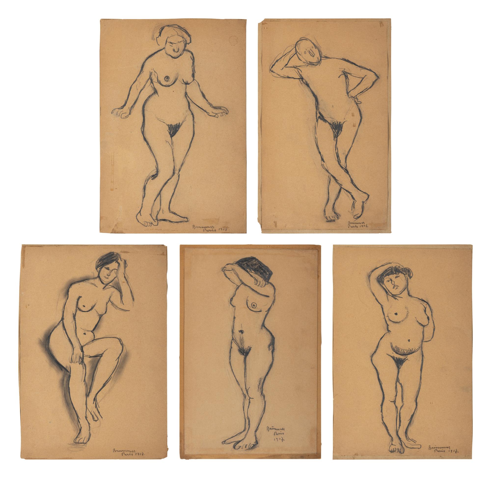 A Set of 15 Framed Figure Studies by Joseph Brummer