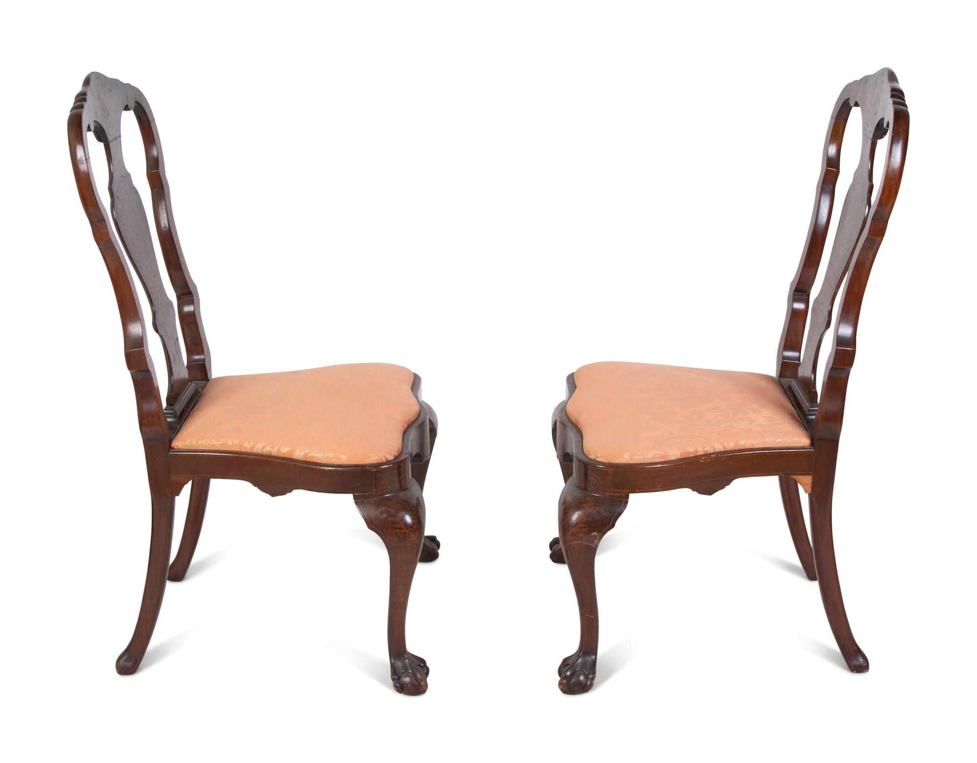 A Pair of Continental Marquetry Side Chairs — 19TH CENTURY