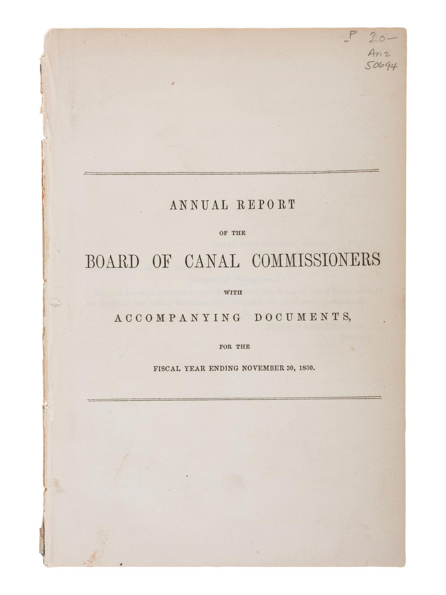 [TRANSPORTATION] -- [CANALS]. A group of maps and pamphlets related to early 19th-century Midwest transportation routes including a Map and Profile of the Proposed Route for the Michigan and Illinois Canal.