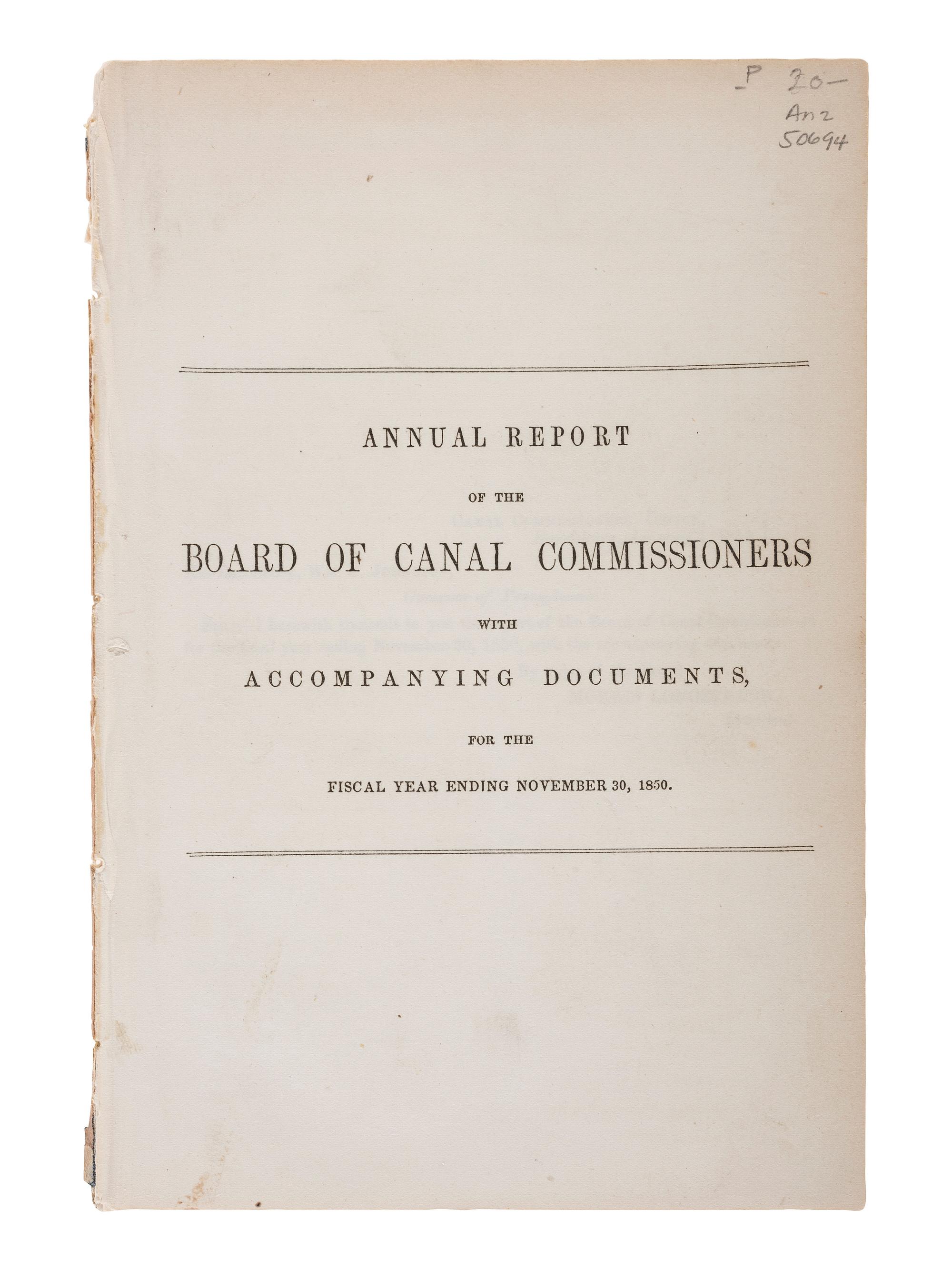 [TRANSPORTATION] -- [CANALS]. A group of maps and pamphlets related to early 19th-century Midwest transportation routes including a Map and Profile of the Proposed Route for the Michigan and Illinois Canal.