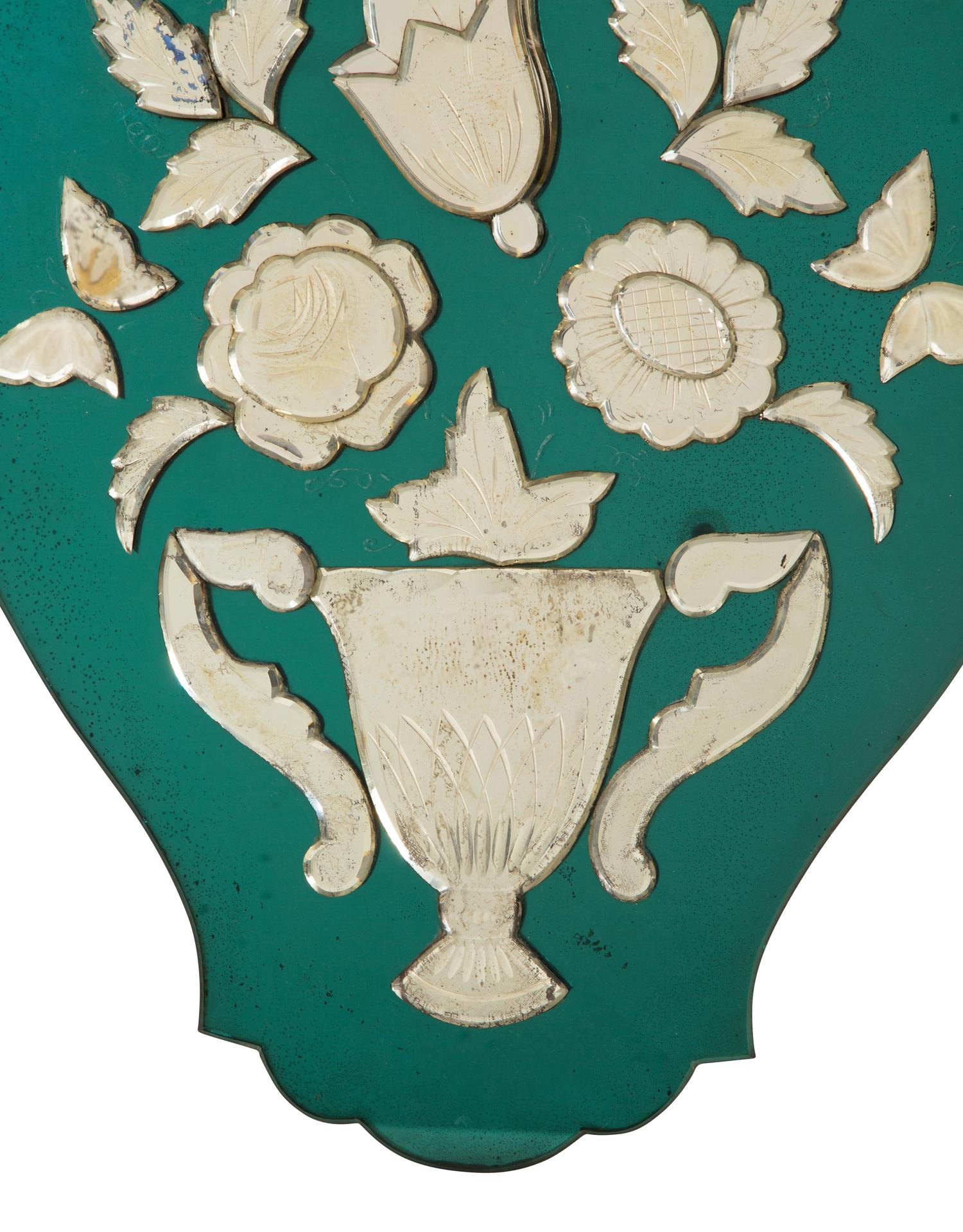 An Art Deco Venetian Style Mirrored Glass Wall Plaque
