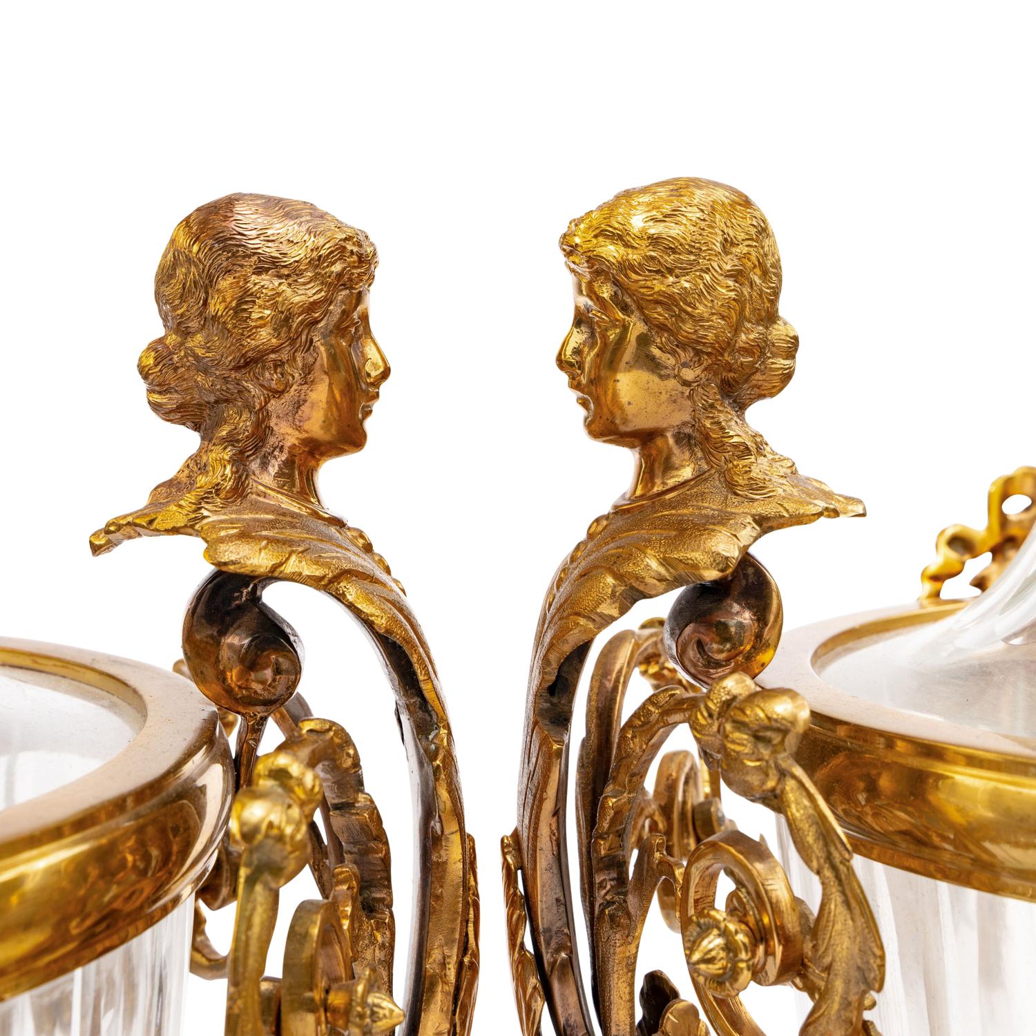 A Pair of Baccarat Gilt Bronze Mounted Glass Urns