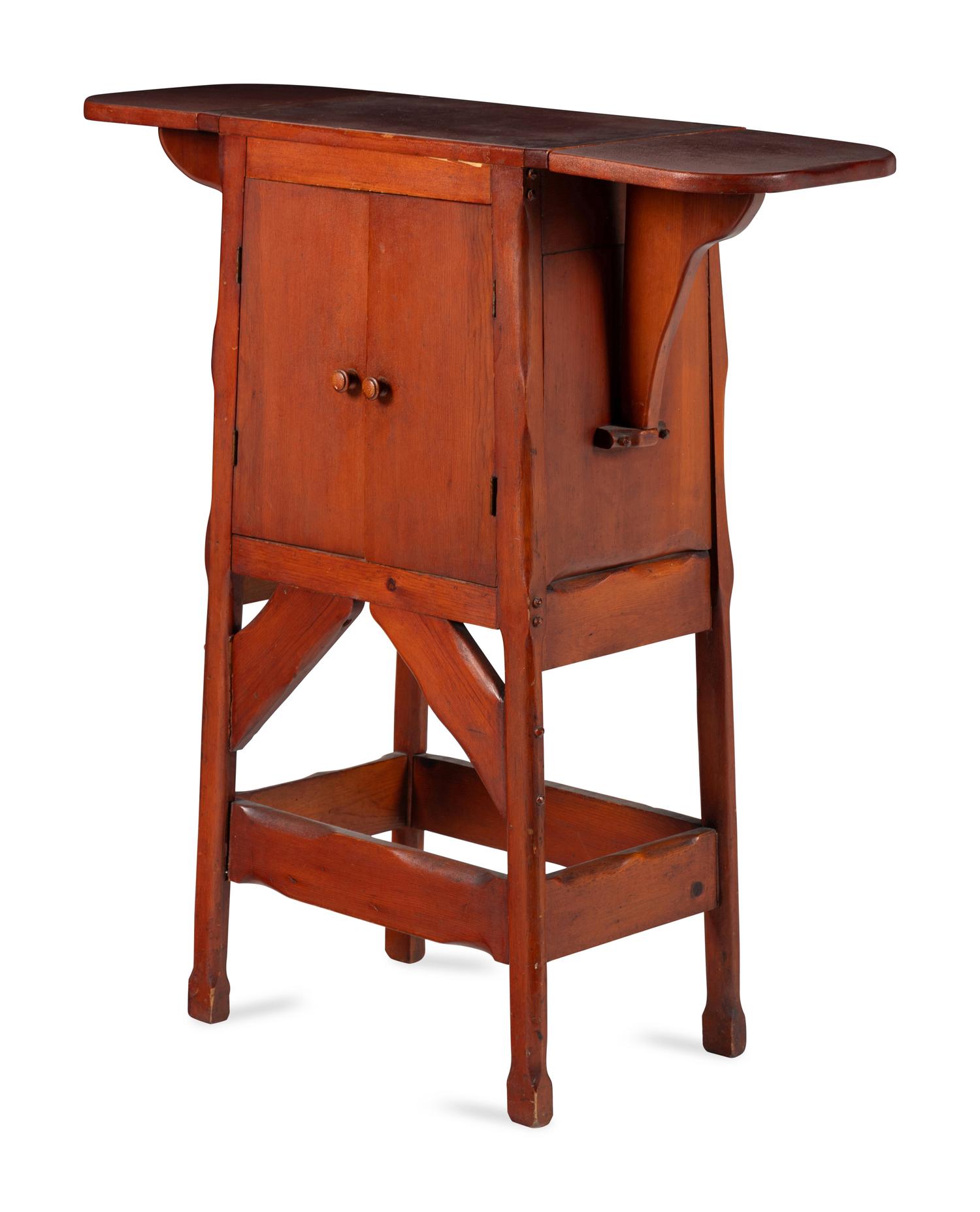 A Red Stained Drop-Leaf Cabinet