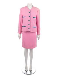 Chanel Pink and White Houndstooth Jacket and One Chanel Skirt Suit, 1990-2000s