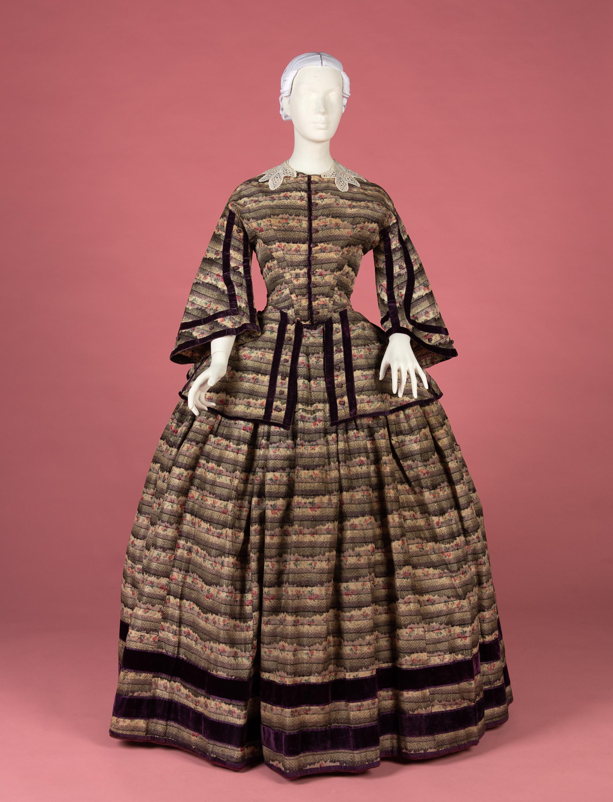 Silk Ikat Print Dress, 1850s
