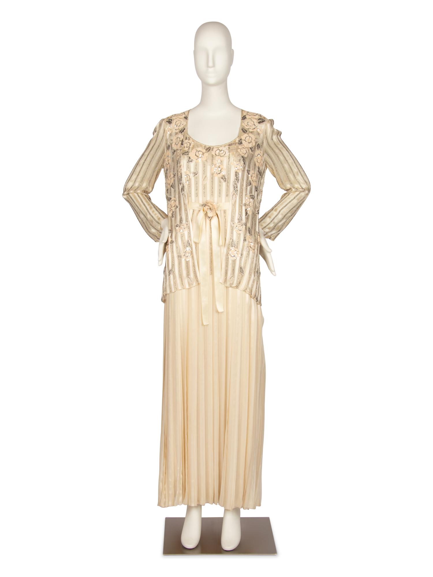 Christian Dior Beaded and Sequined Silk Jacket and Dress, 1980s