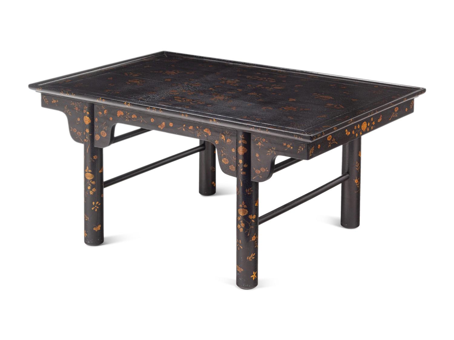 A Chinese Export Style Lacquered and Parcel-Gilt Low Table