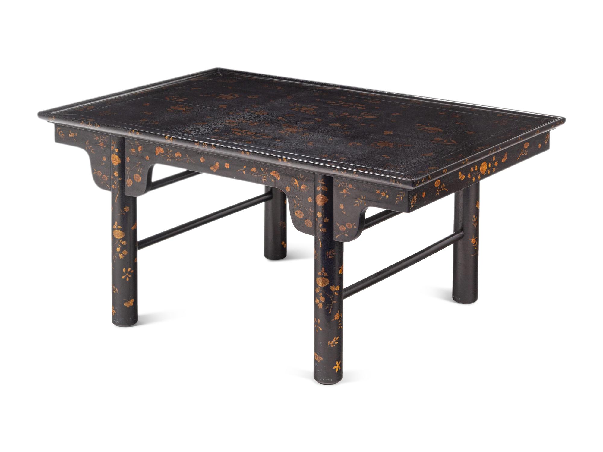 A Chinese Export Style Lacquered and Parcel-Gilt Low Table